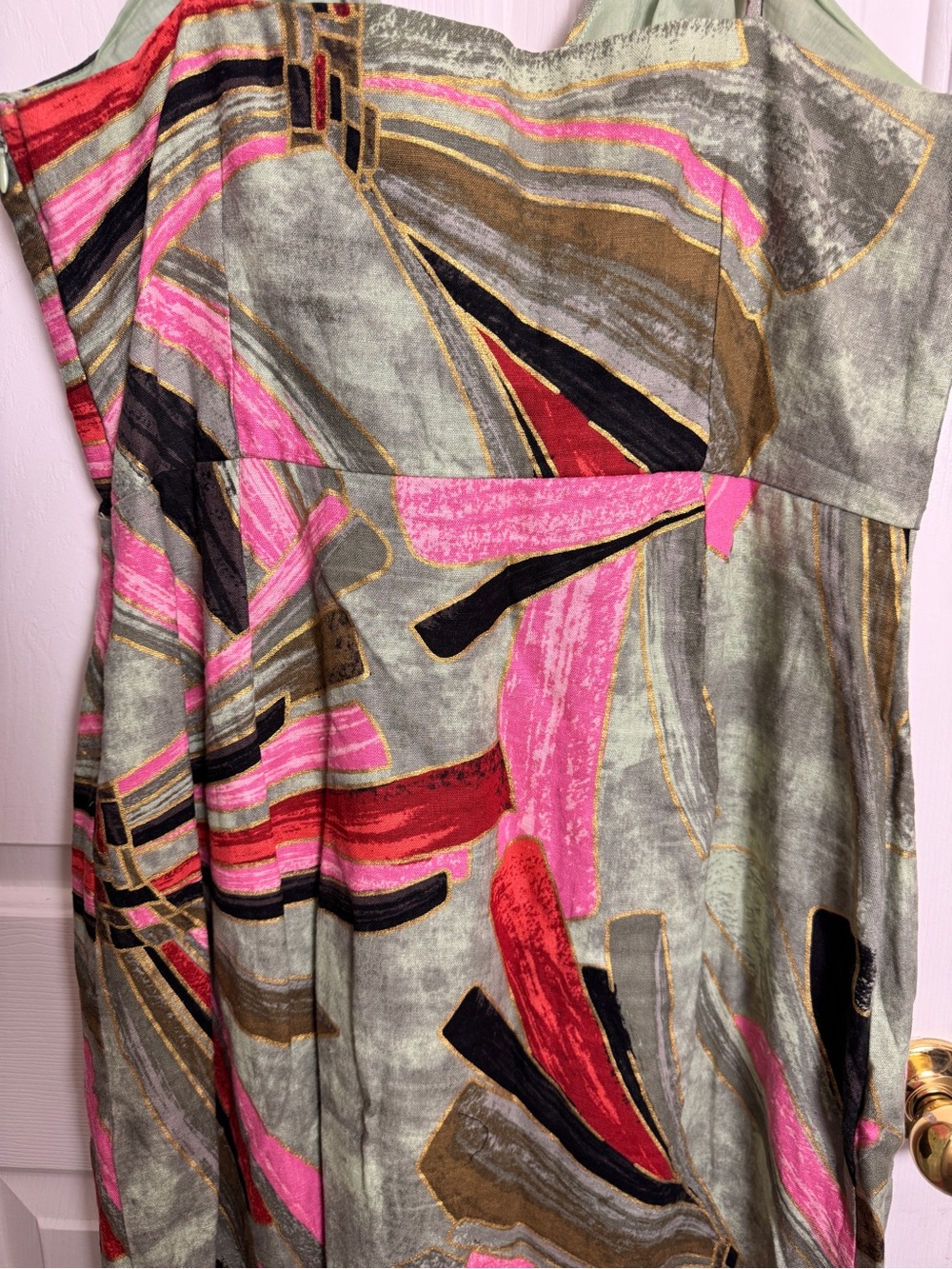 Jason Wu Olive Multicolor Abstract Watercolor Tie-Front Knotted Midi Dress - Picture 9 of 10